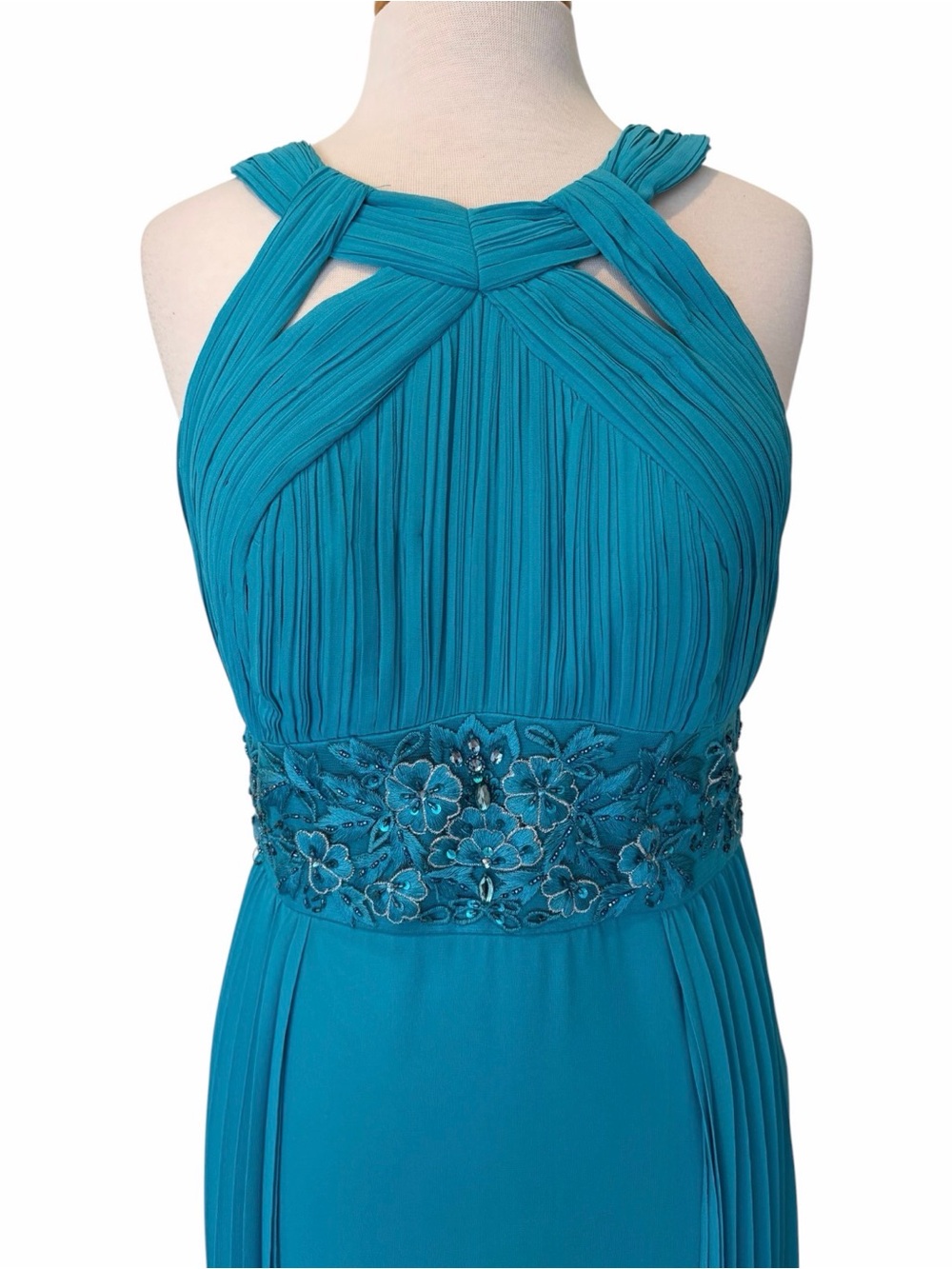 Sue Wong Dress NWT Long Formal Teal Maxi Evening Gown Embellished Size 12